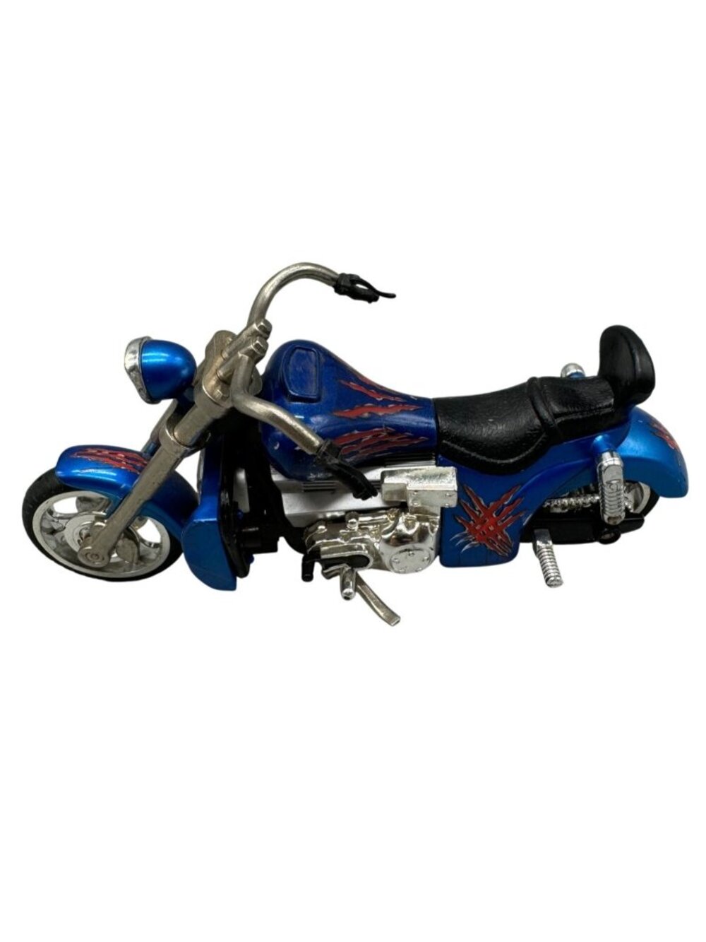 Miniature Blue & Black Die-Cast Motorcycle Model With Red claw marks Design READ